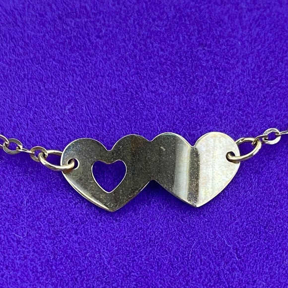 💛 Classic 10k Gold Double Heart Bracelet - Picture 2 of 6